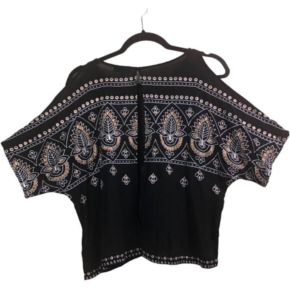 Patrons of Peace Boho Embroidered Cold Shoulder Top - Picture 3 of 10